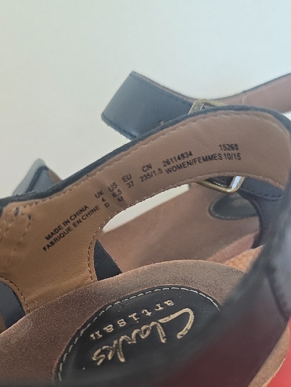 Clarks Ledella Trail & Caslynn Harp Black Strappy Sandals with Buckle - Picture 15 of 15